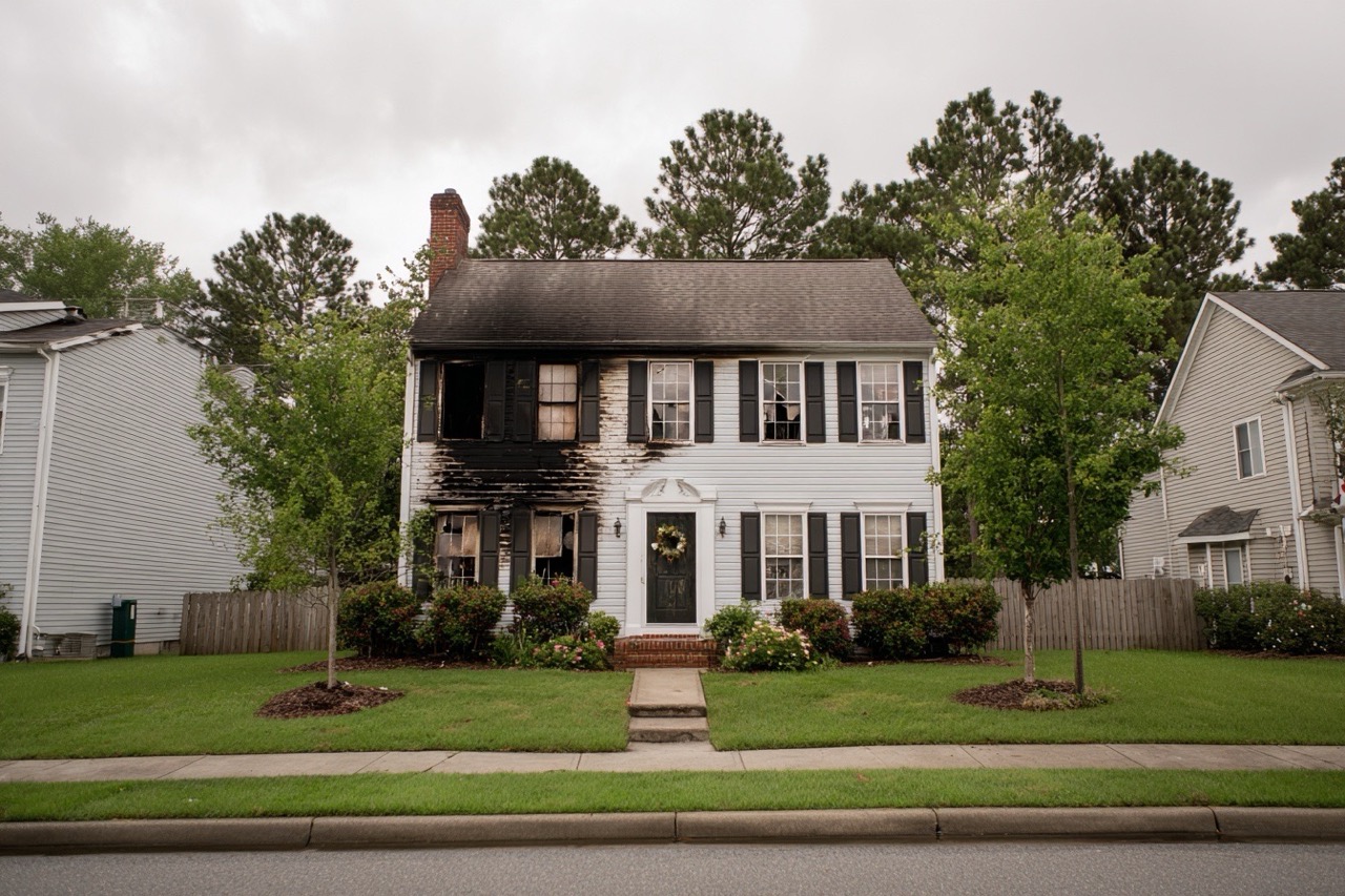 As-is fire damaged property for sale in North Carolina