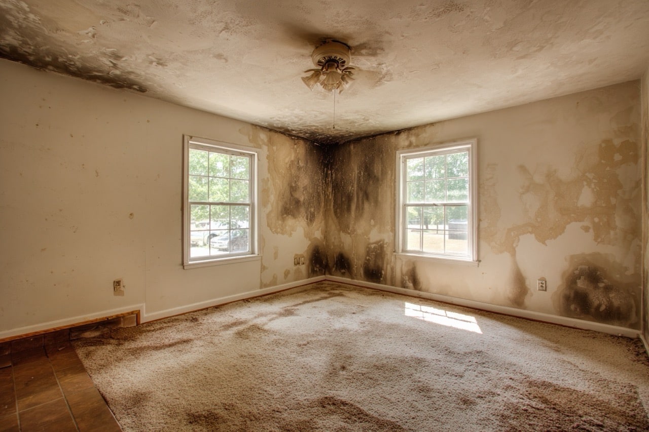 Smoke damaged interior of North Carolina home after fire