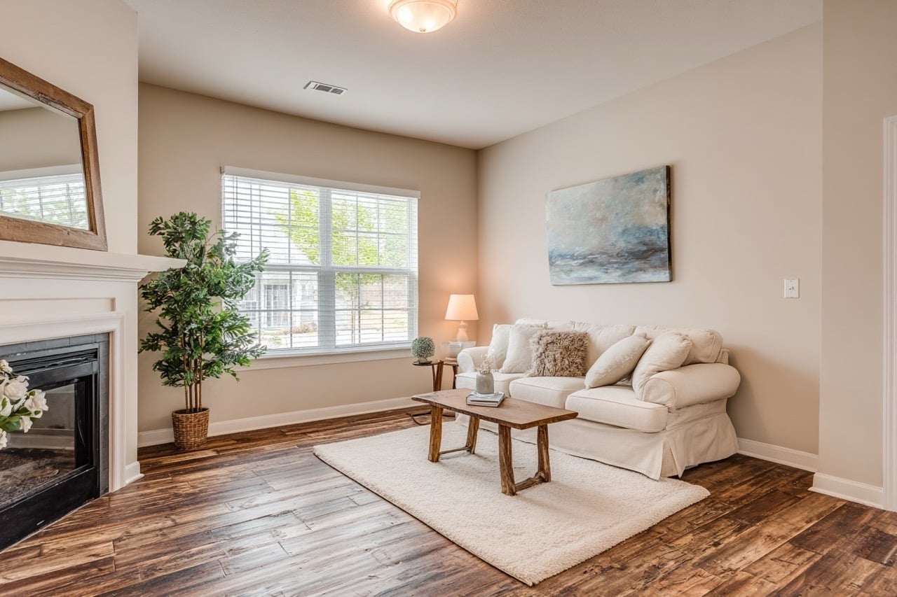 rental property interior north carolina showing staged living space